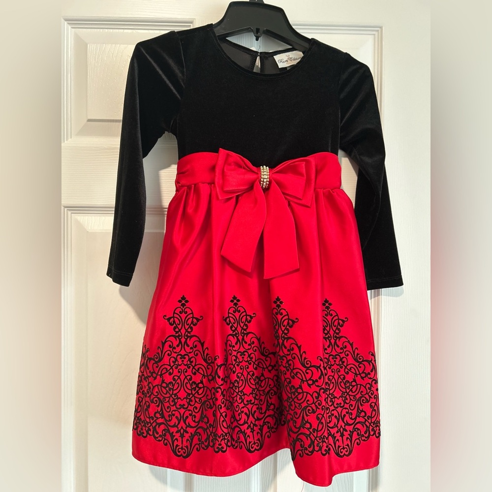 Rare Editions Elegant Black and Red Dress with Bow